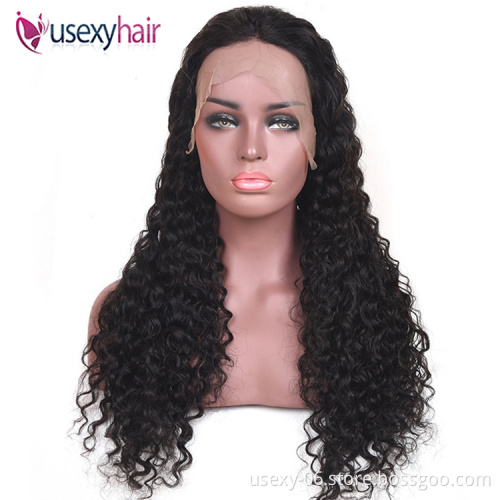 Transparent hd lace virgin brazilian hair frontal wig high ponytail natural color pre plucked water curly 360 lace wigs vendor